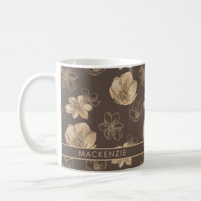 Mug Modèle floral romantique Boho Gold Foil (Gauche)