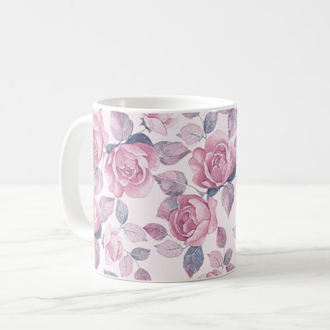Mug Modèle floral. roses vintages (Devant gauche)