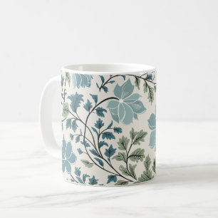 Mug Modèle Floral turquoise et vert sur Arrière - plan