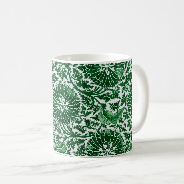 Mug Modèle floral vintage vert (Devant droit)