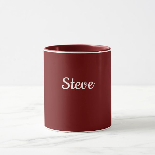 Mug Modèle marron-rouge, texte blanc, (Centre)