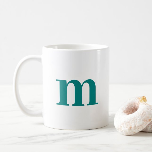 Mug Modèle Monogramme initial tendance Turquoise (Avec donut)