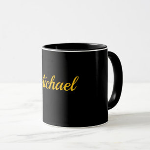 Mug Modèle Noir-Noir, Texte Or,