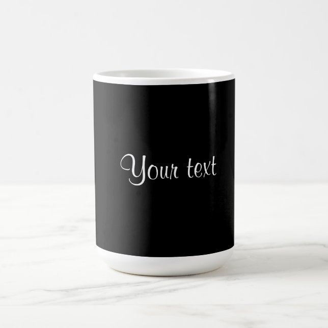 Mug MODÈLE - Noir solide avec script blanc Café Mu (Centre)