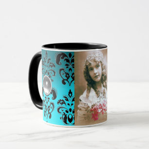 MUG MODÈLE PHOTO BLACJ BLUE DAMASK