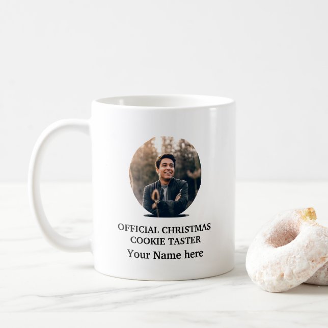 Mug Modèle photo de cookie de Noël moderne personnalis (Avec donut)