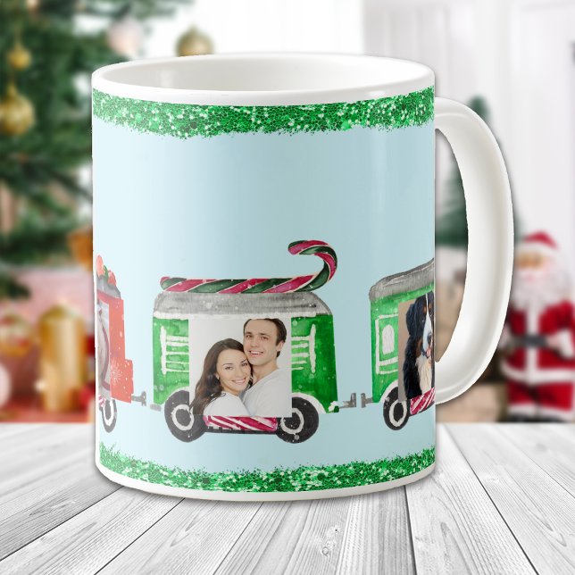 Mug Modèle photo de la famille du train de Noël (Créateur téléchargé)