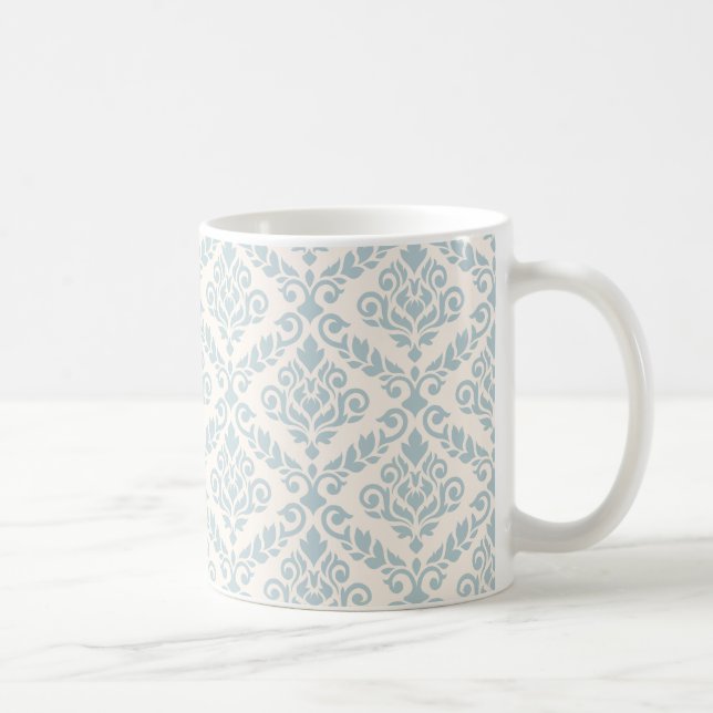 Mug Modèle Prima Damask bleu sur crème (Droite)