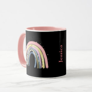 Mug Modem Branché Pastel Rainbow Nom personnalisable