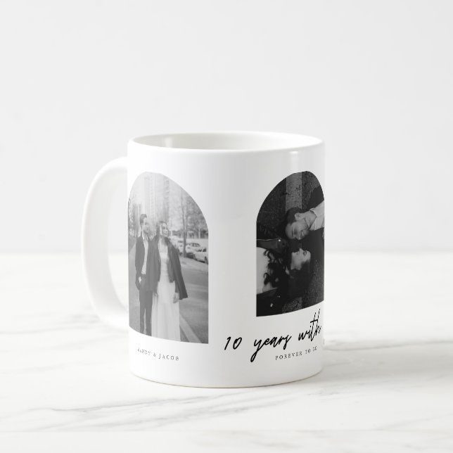 Mug Modern 10-Year Anniversary Wedding Couple Photos (Devant gauche)