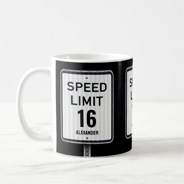 Mug Modern 16th Birthday Speed Sign (Gauche)
