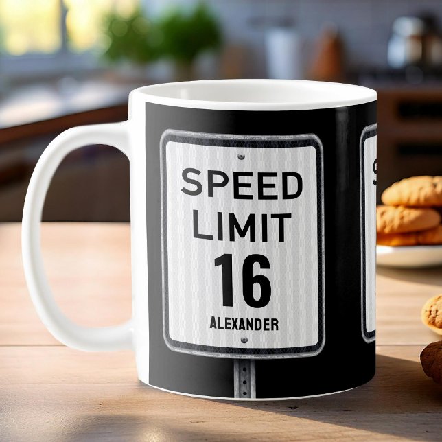 Mug Modern 16th Birthday Speed Sign (Créateur téléchargé)