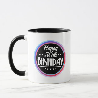 Mug Modern Abstract Happy 50th Birthday