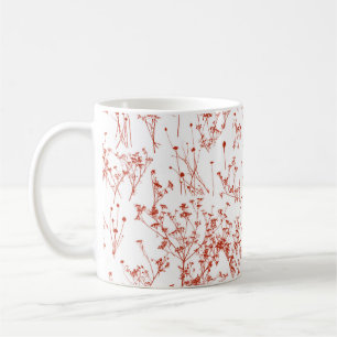 Mug Modern Abstract Red toile Wildflowers on White