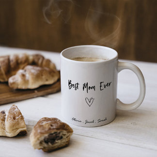 Mug Modern Best Maman Ever & Enfants Nom Script Deux T