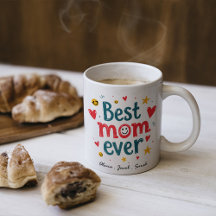 Modern Best Maman Ever & Enfants Nom Script Deux T