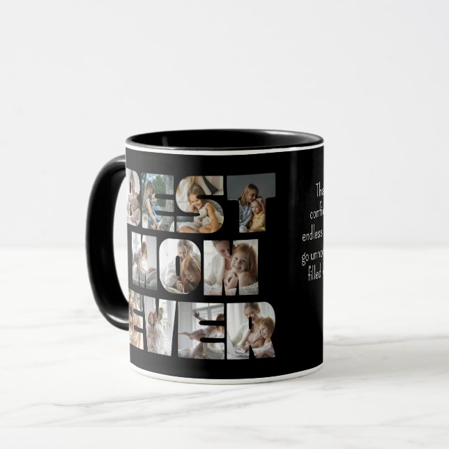 Mug Modern Best Mom Ever 11 Photos Collage noir (Devant gauche)