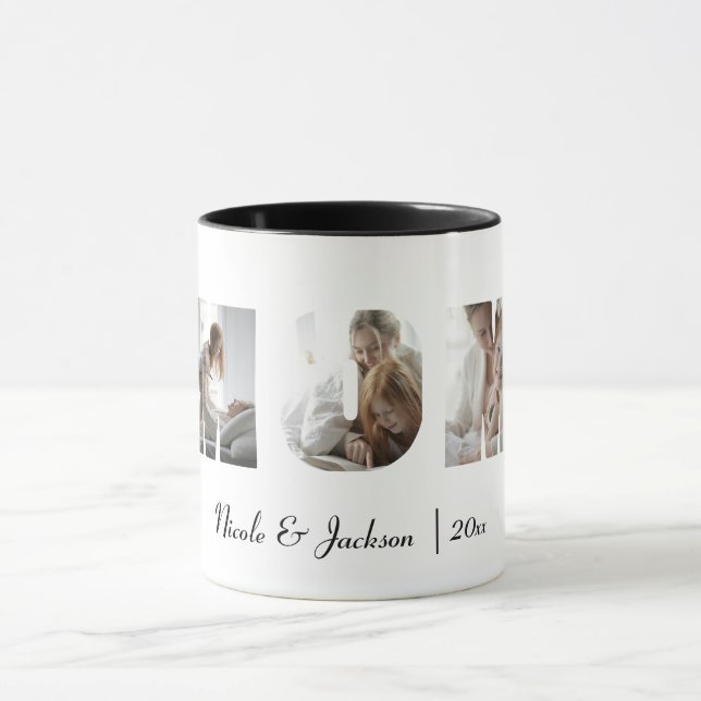 Mug Modern Best Mom Ever 3 Photos Collage Blanc (Centre)