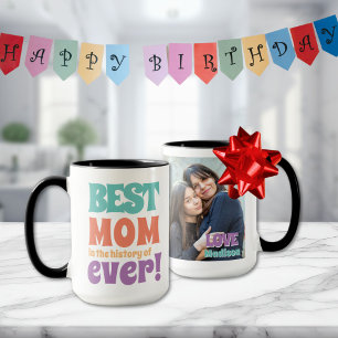 Mug Modern Best Mom Photo Enfants Nom Cadeau personnal