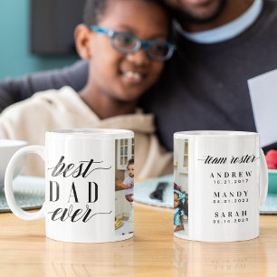 Mug Modern Best Papa Ever Script Photo Kids Roster