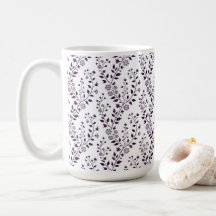 Modern Boho Floral Pattern Plum White