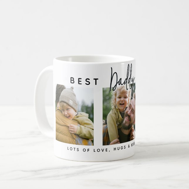 Mug Modern Custom Best Daddy Ever | 3 Photo (Devant gauche)