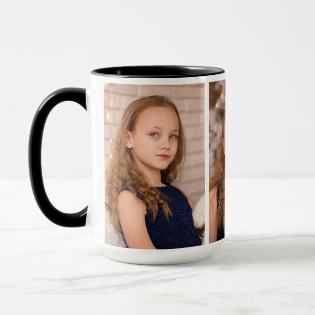 Mug Modern Custom Three Photo Collage (Gauche)