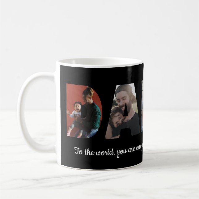 Mug Modern Daddy 5 Photo Collage Fête des pères noir (Gauche)