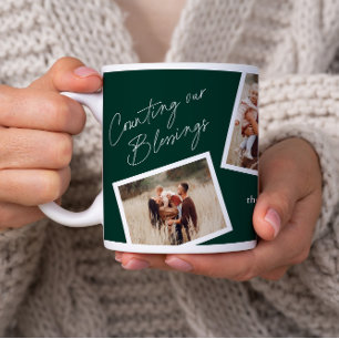Mug Modern Elegant 4 Photo Collage Famille Cadeau