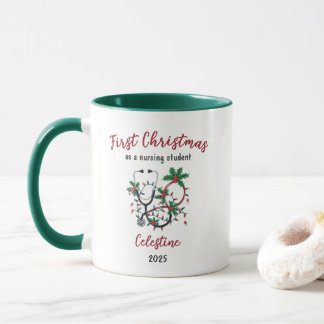 Mug Modern First Christmas as a Nursing Student Custom