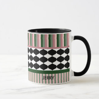 Mug Modern Geometric Sage Green Pink Personalized