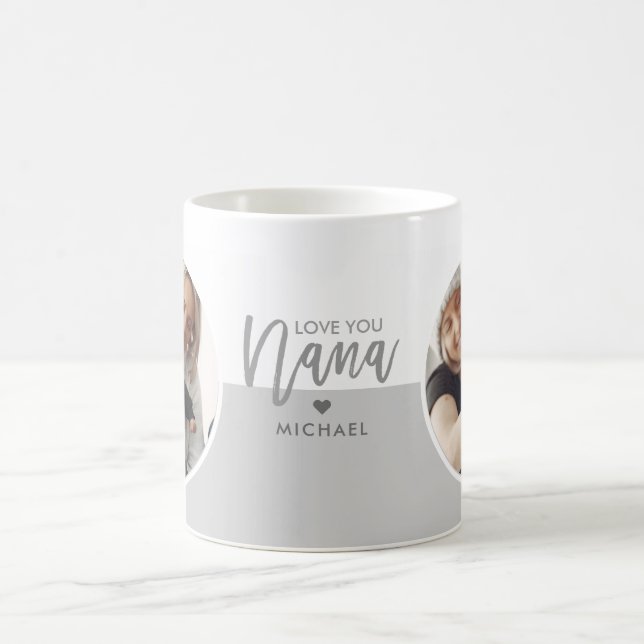 Mug Modern Love You Nana Grey & White 2-Photo (Centre)