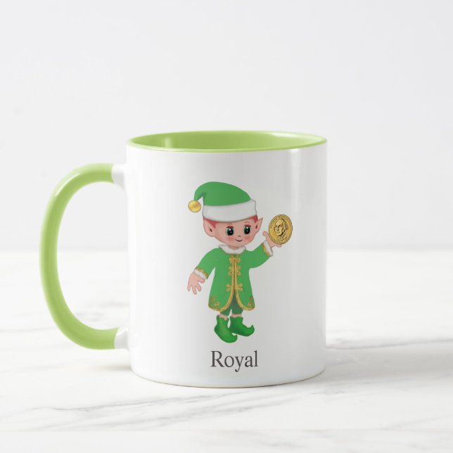 Mug Modern Lucky Elf with Calligraphy & Monogram (Gauche)