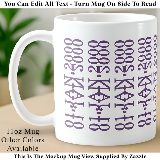 Mug Modern Minimalist Date Hidden Message Custom Lilac (Créateur téléchargé)