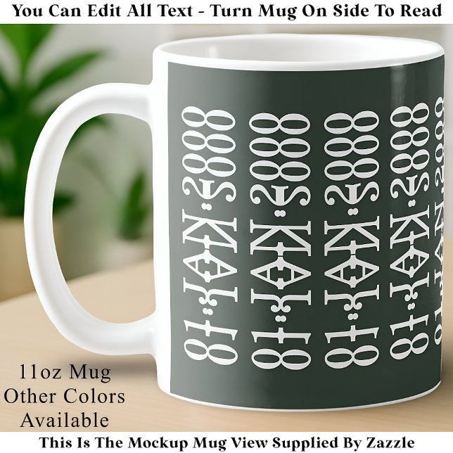 Mug Modern Minimalist Date Hidden Message Custom Sage (Créateur téléchargé)