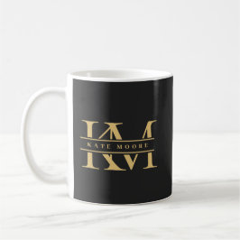 Mug Modern Monogram Initials Professional Black Gold