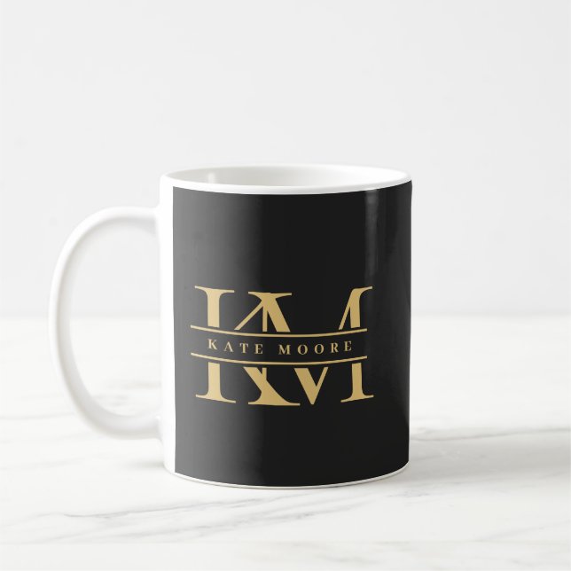 Mug Modern Monogram Initials Professional Black Gold (Gauche)