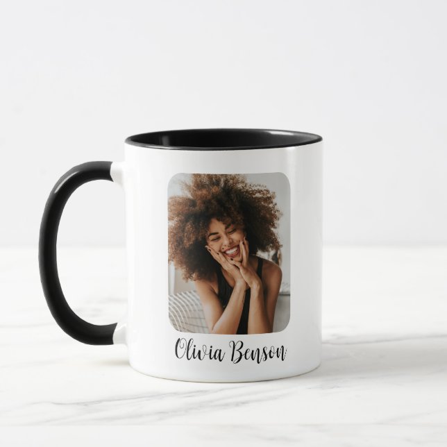 Mug Modern Personalized Photo and Name Create your own (Gauche)