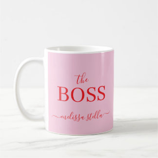 Mug Modern Pink The Boss Name | Girly Gift