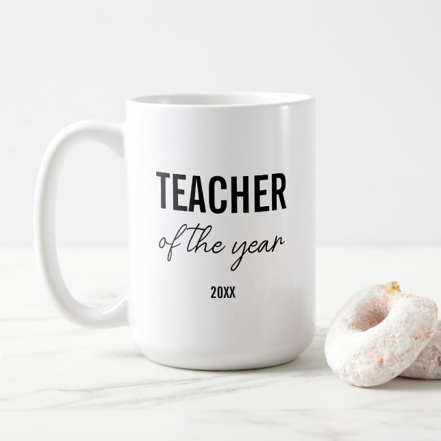 Mug Modern Simple Black Script Personalized Teacher (Avec donut)