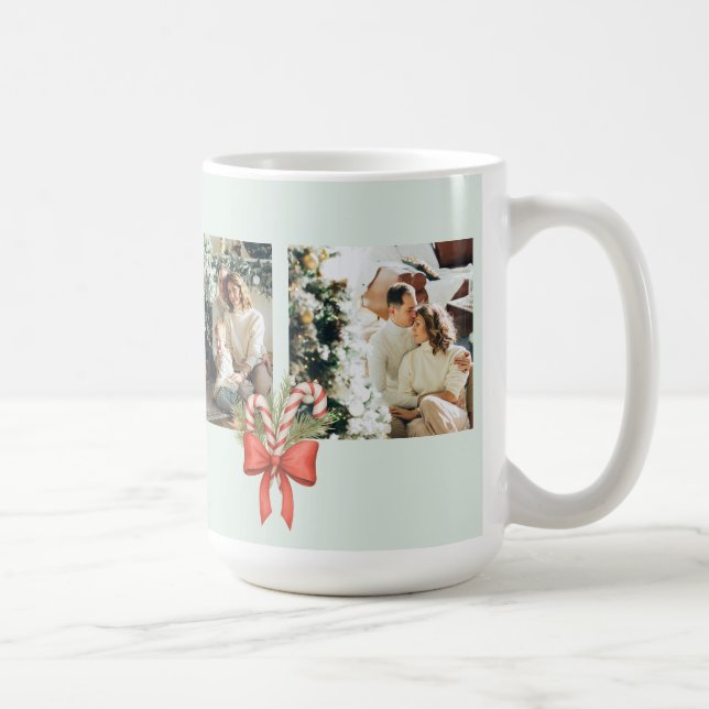Mug Modern Three-Photo Holiday Family Collage (Droite)