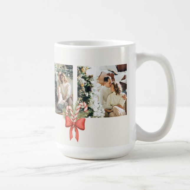 Mug Modern Three-Photo Holiday Family Collage (Droite)