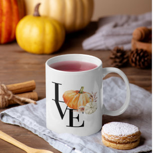 Mug Modern Watercolor Orange Pumkin With Love