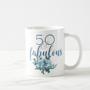 Mug Moderne 50 et Fabuleux bleu floral aquarelle
