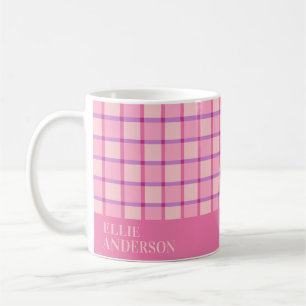 Mug Moderne à carreaux rose violet personnalisé