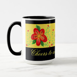 Mug moderne à fleurs rouges