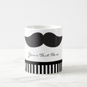 Mug moderne à rayures noires et blanches avec mous
