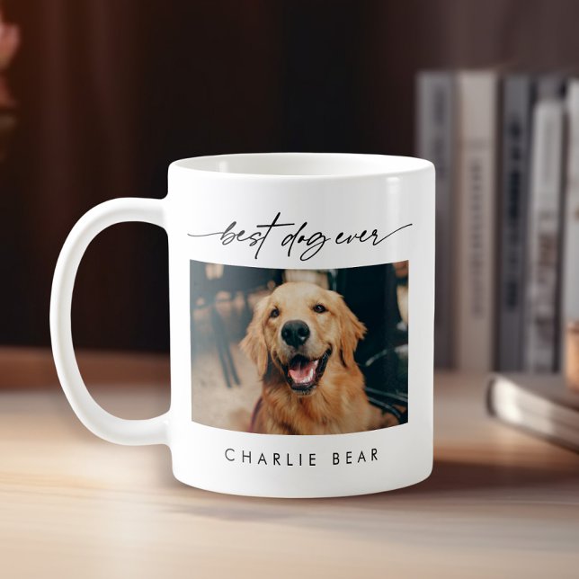 Mug Moderne Best Dog Ever Photo Script manuscrit (Créateur téléchargé)