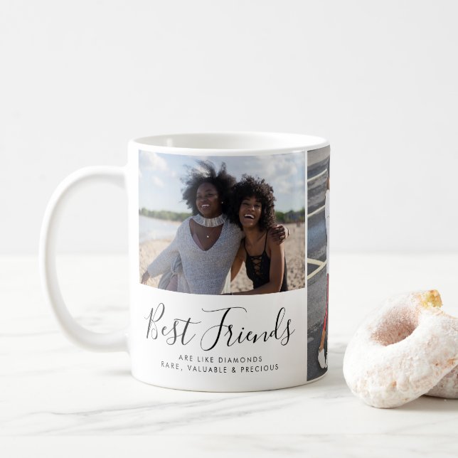 Mug Moderne Best Friends 3 Photo Collage BFF Besties (Avec donut)