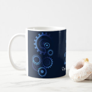 Mug Moderne Bleu Mécanique Ingénieur Partie de graduat